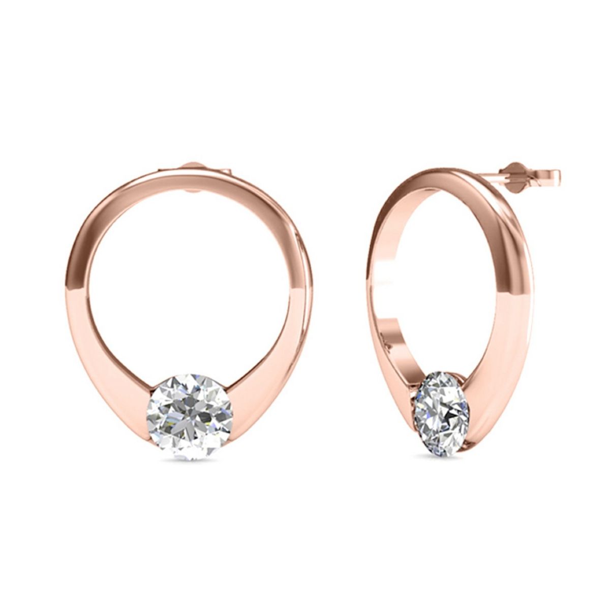 Zarte Offene Ring-Ohrstecker mit Kristall