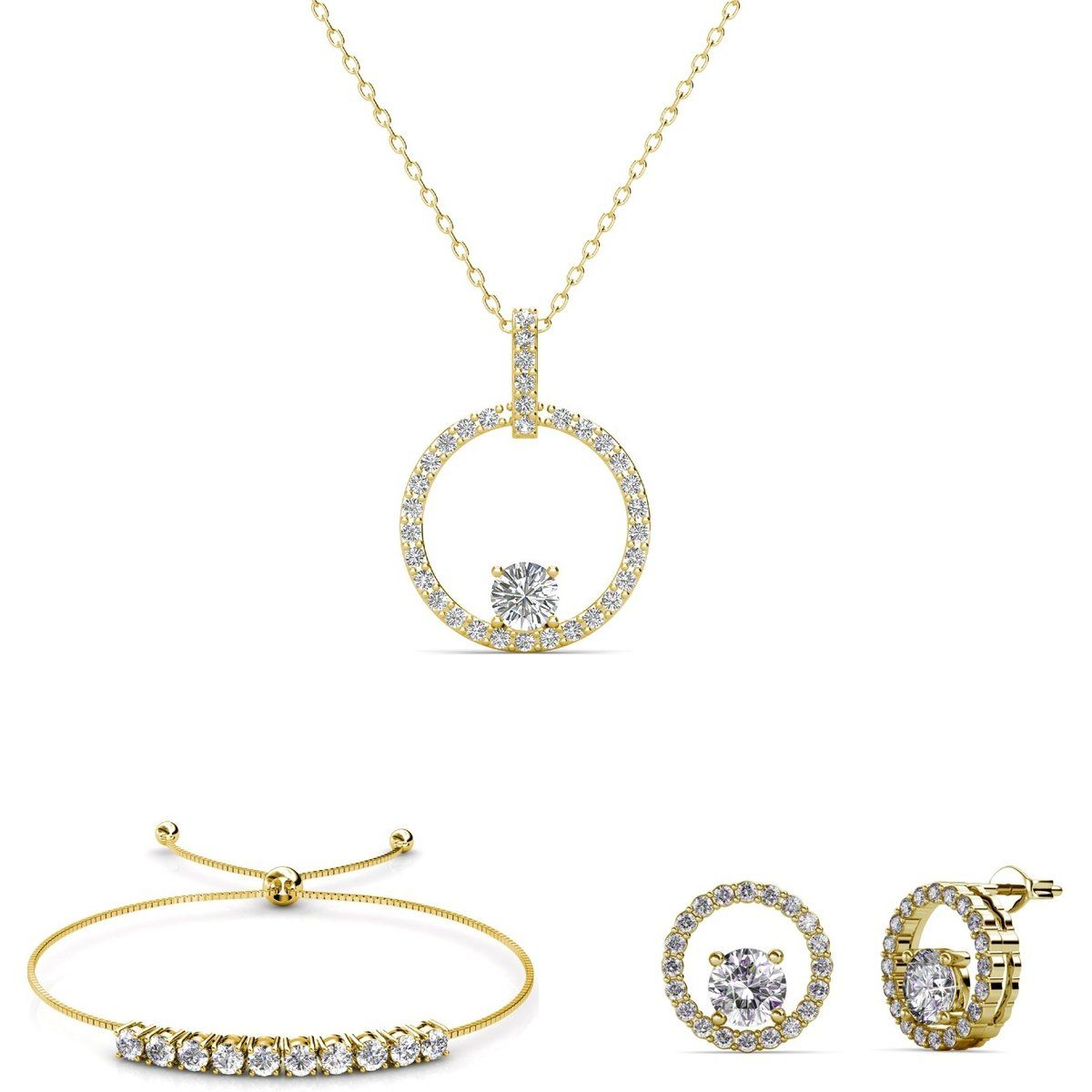 Kristall-Kreis-Anhänger Schmuckset