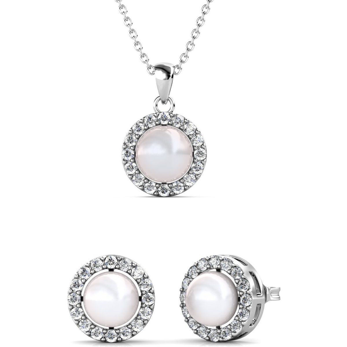 Schmuckset mit Perlen-Halo