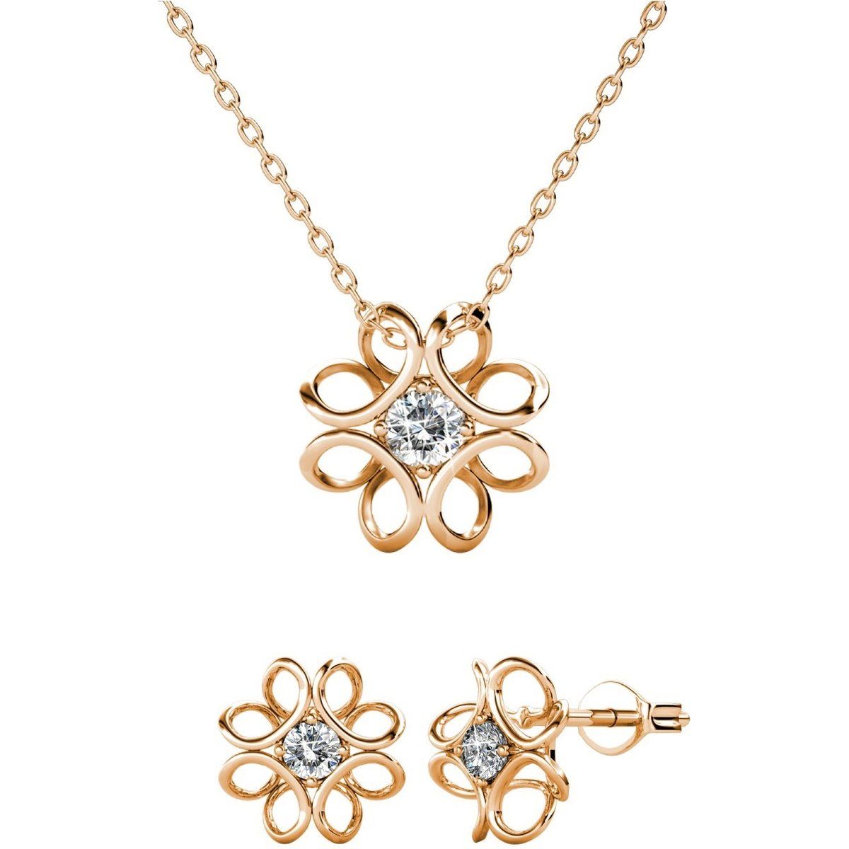 Roségoldenes Blumenschmuck-Set