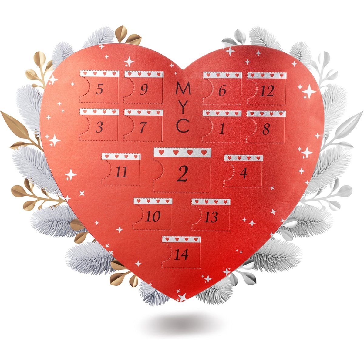 14-teiliger Herz-Schmuckadventskalender