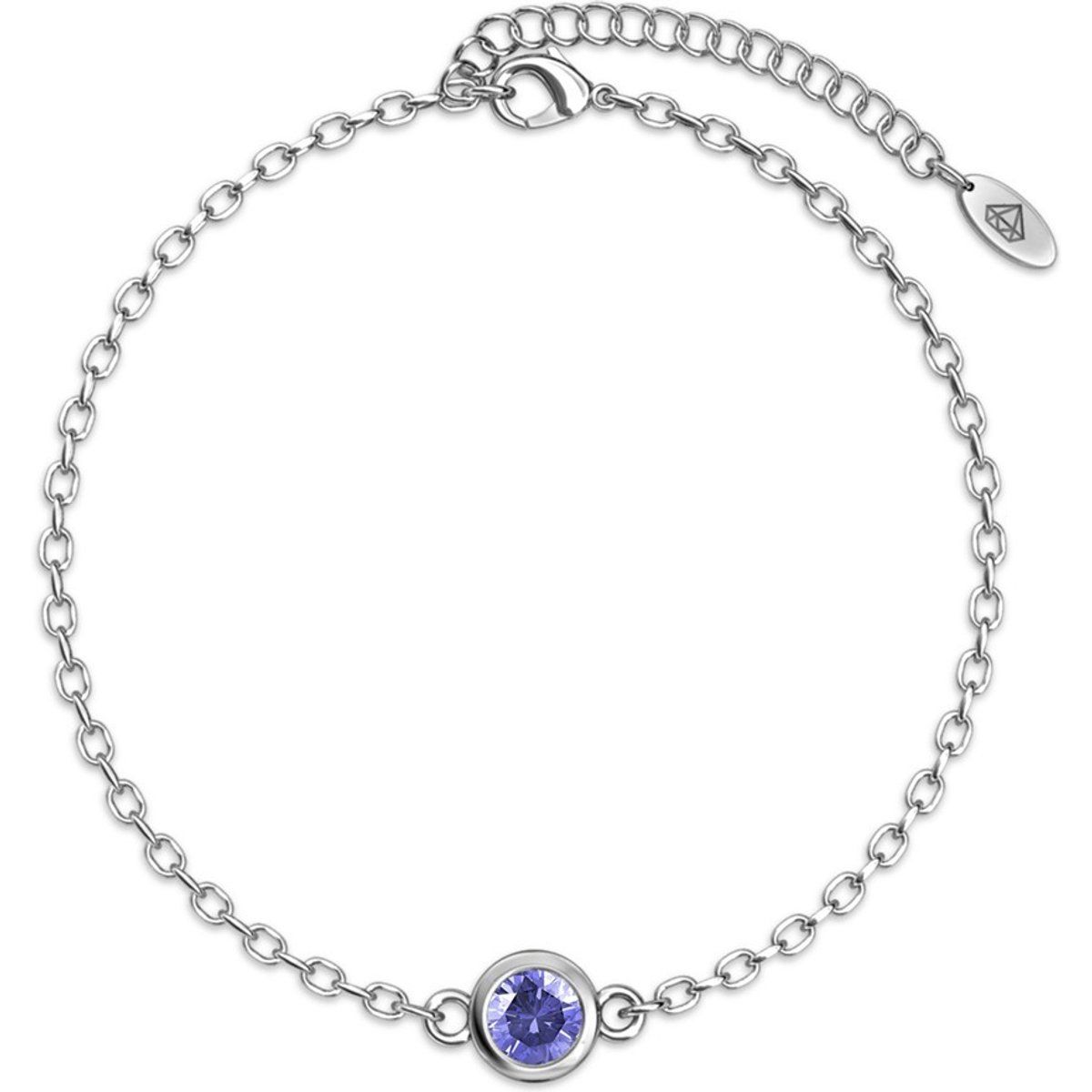 Silbernes Kettenarmband mit lila Kristall