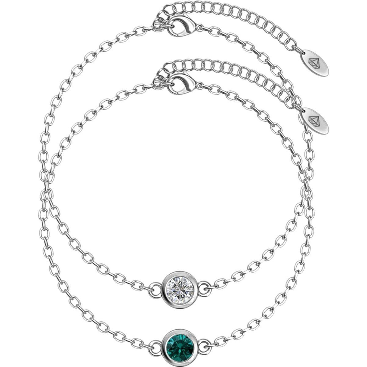 Geburtsstein Armband Set mit Kristall und Grün