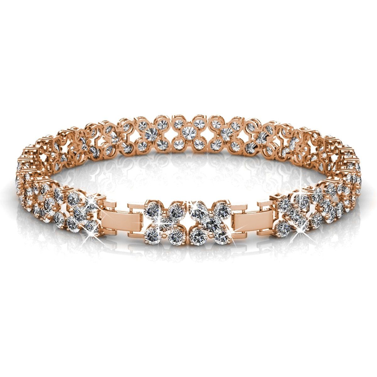 Funkelndes florales Kristall-Cluster-Armband