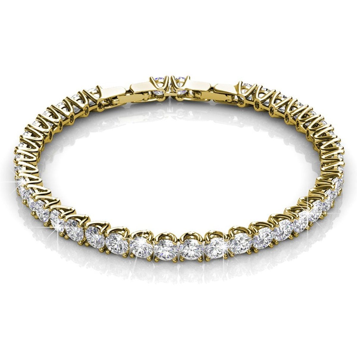 Goldenes Kristall Tennisarmband