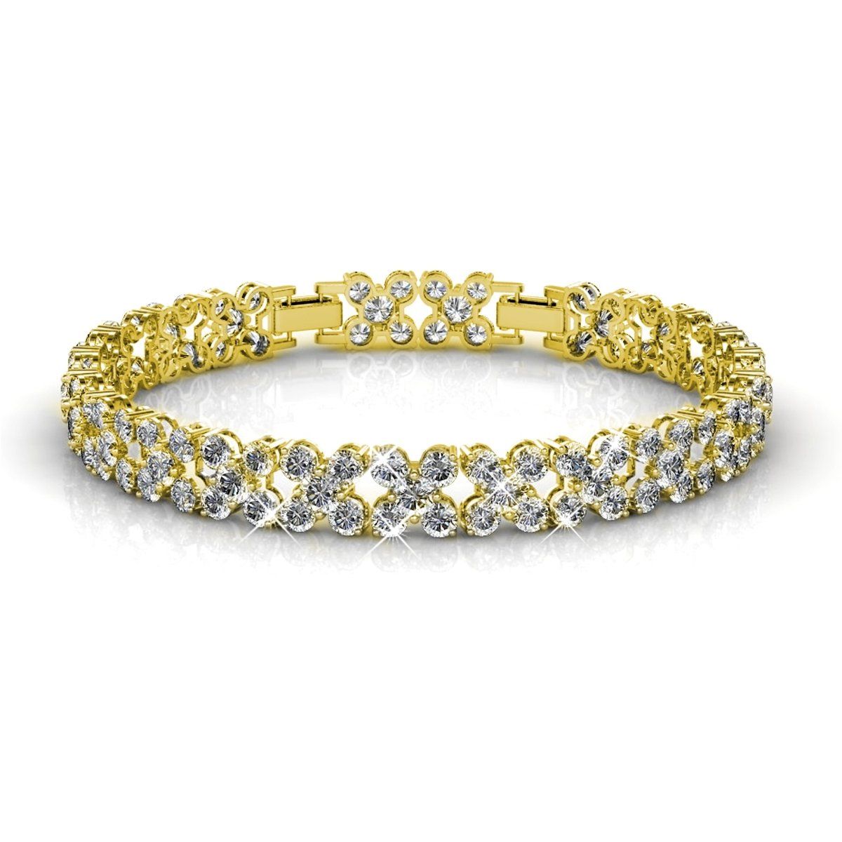 Florales Gliederarmband mit Kristallbesatz