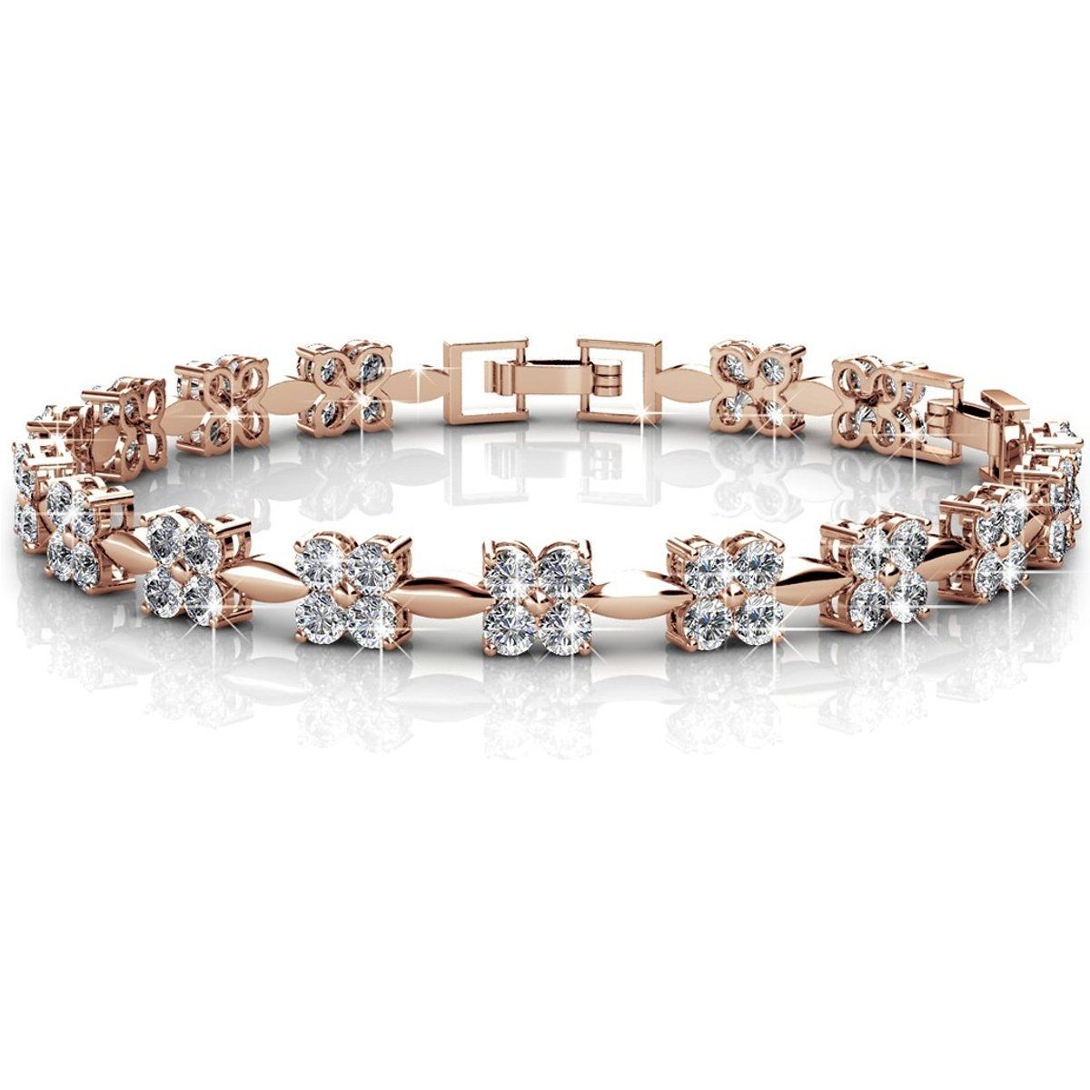 Funkelndes Gliederkettenarmband mit Blumenmotiv