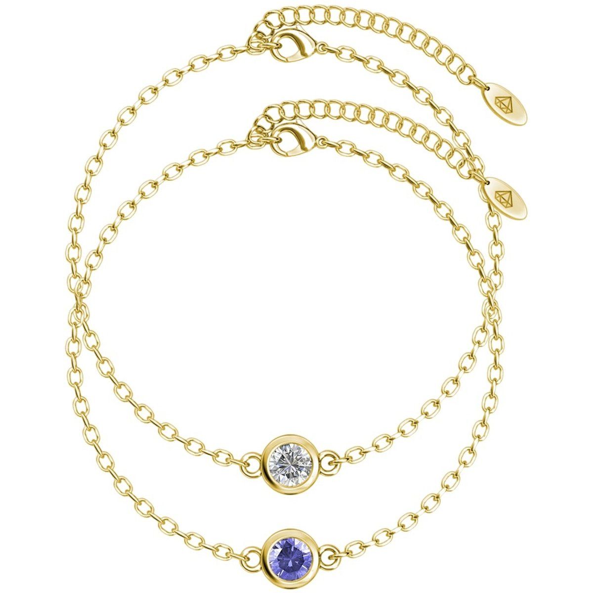 Zarte Geburtsstein-Armbänder mit Fassung
