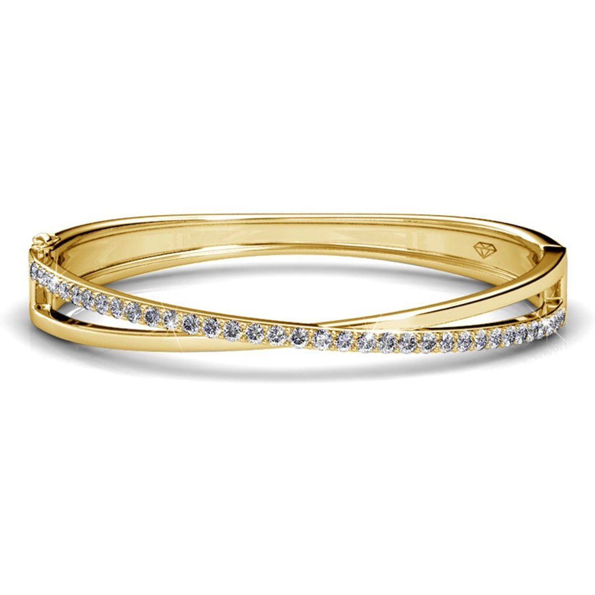 Criss-Cross Armreif mit Kristallbesatz