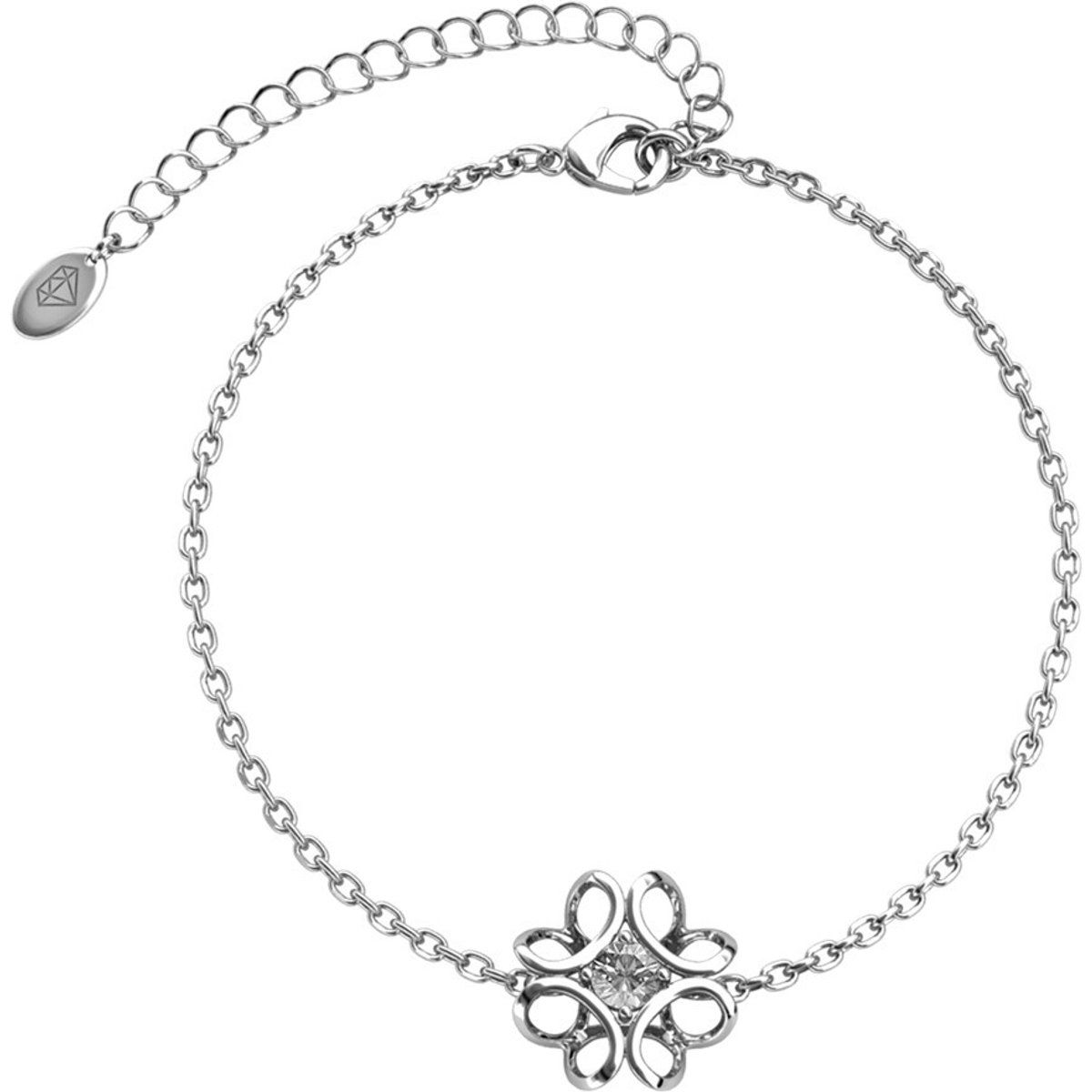 Kristall-Blumenarmband, Rhodium-plattiert