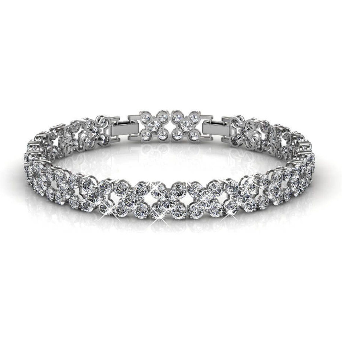 Kristall-Blumenarmband Silber