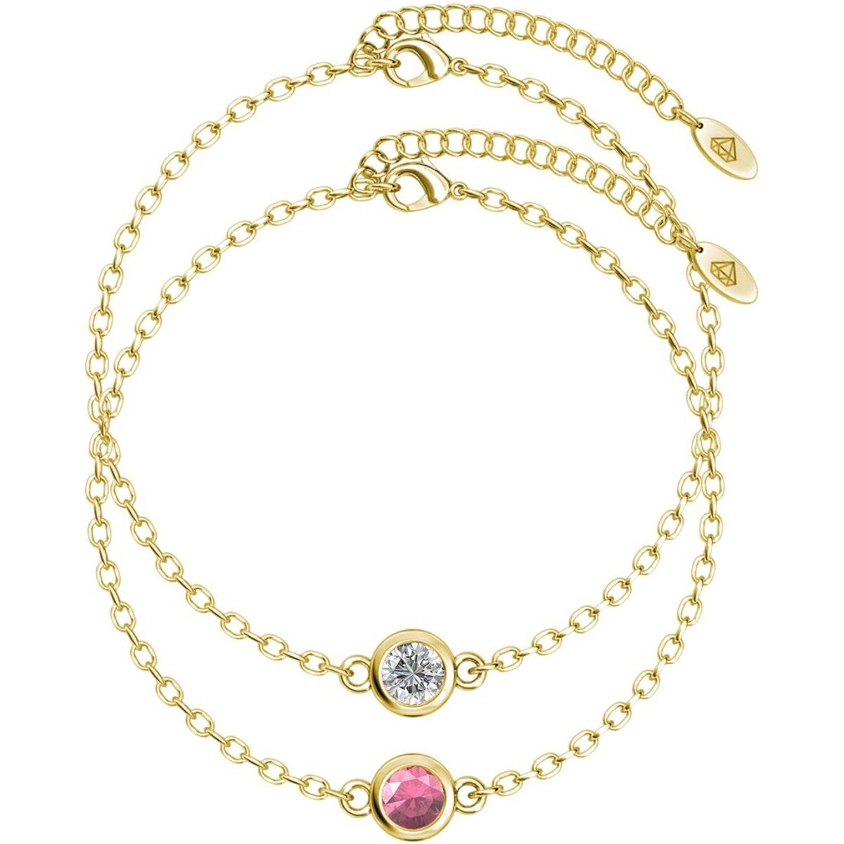 Kristall- und Edelstein-Lünetten-Armband-Set
