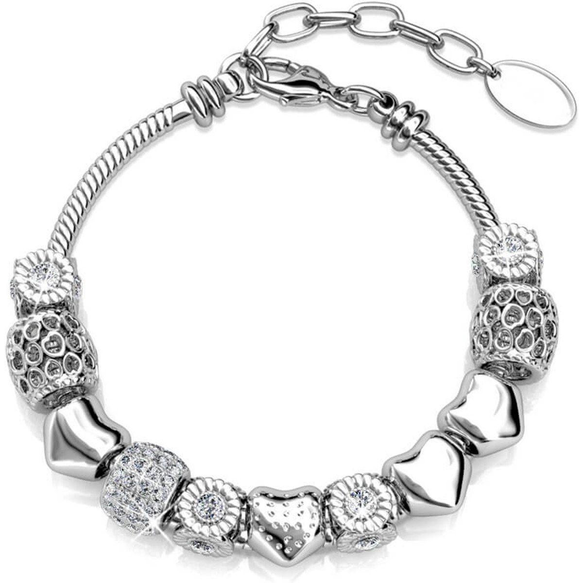 Silbernes Charm-Armband mit Kristallen