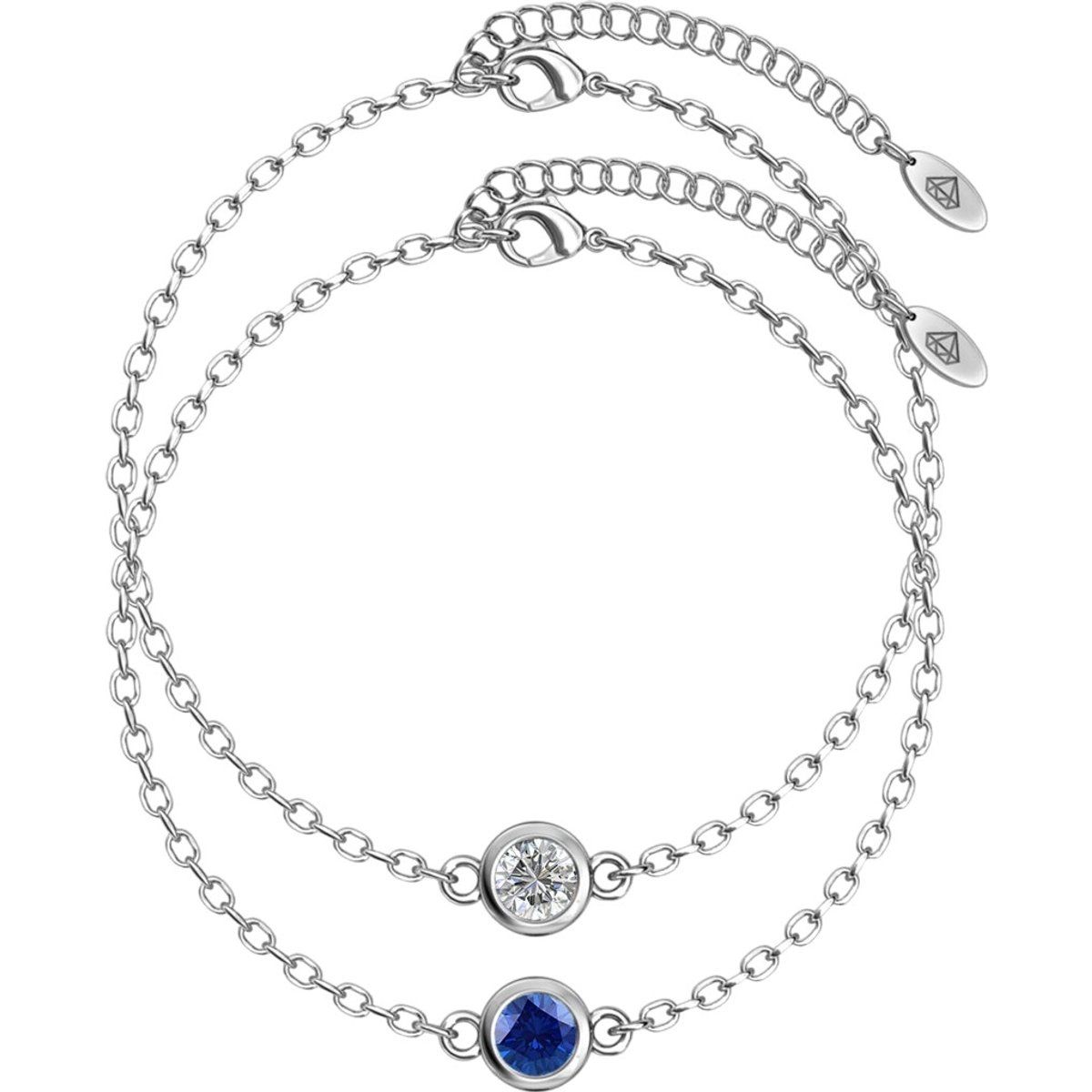 Kristall- und blauer Edelstein-Armbandset