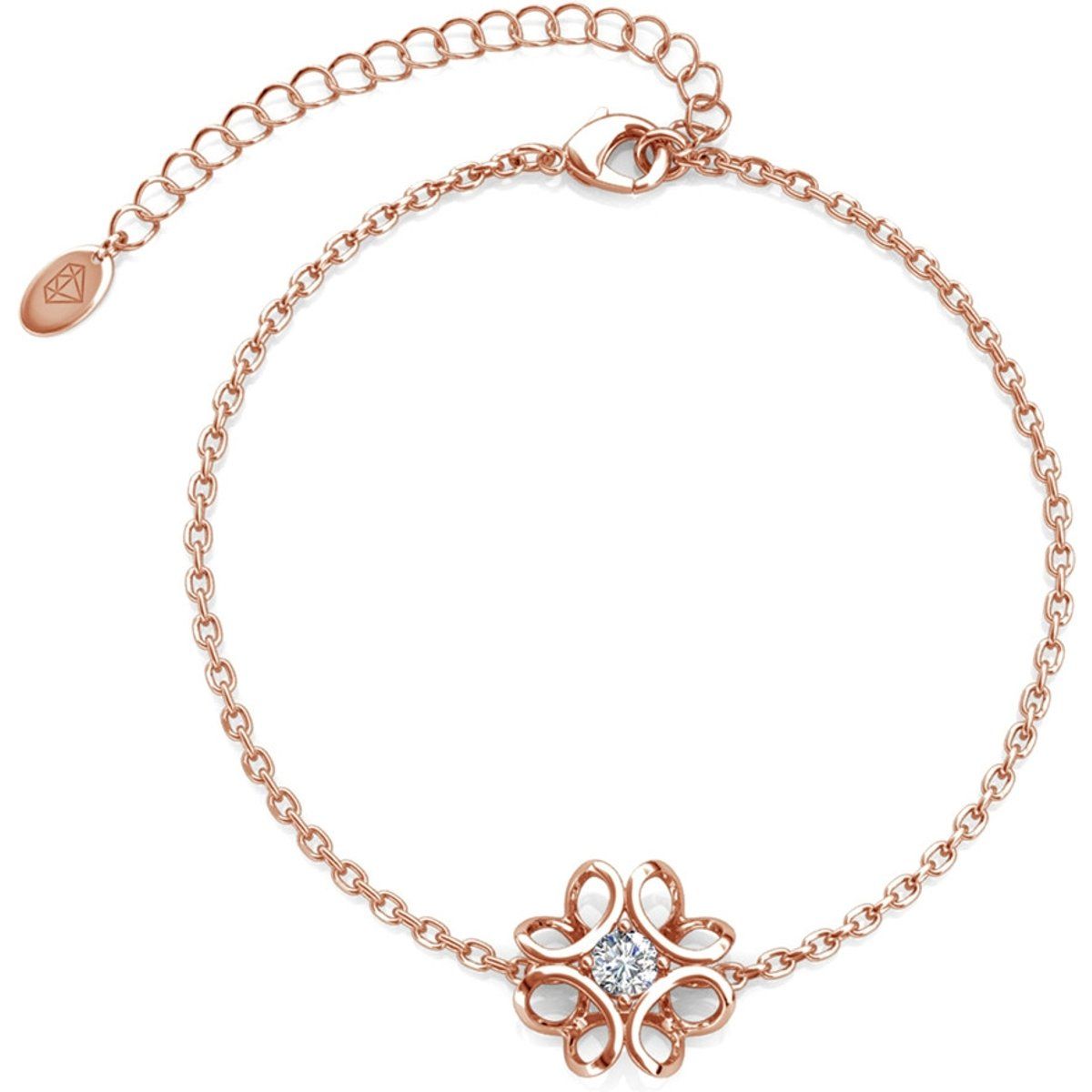 Roségold Kristall Blumen Armband
