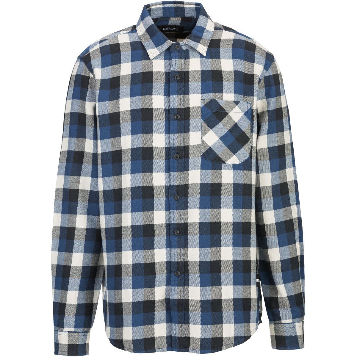 Klassisches blaues Flanellhemd mit Karomuster