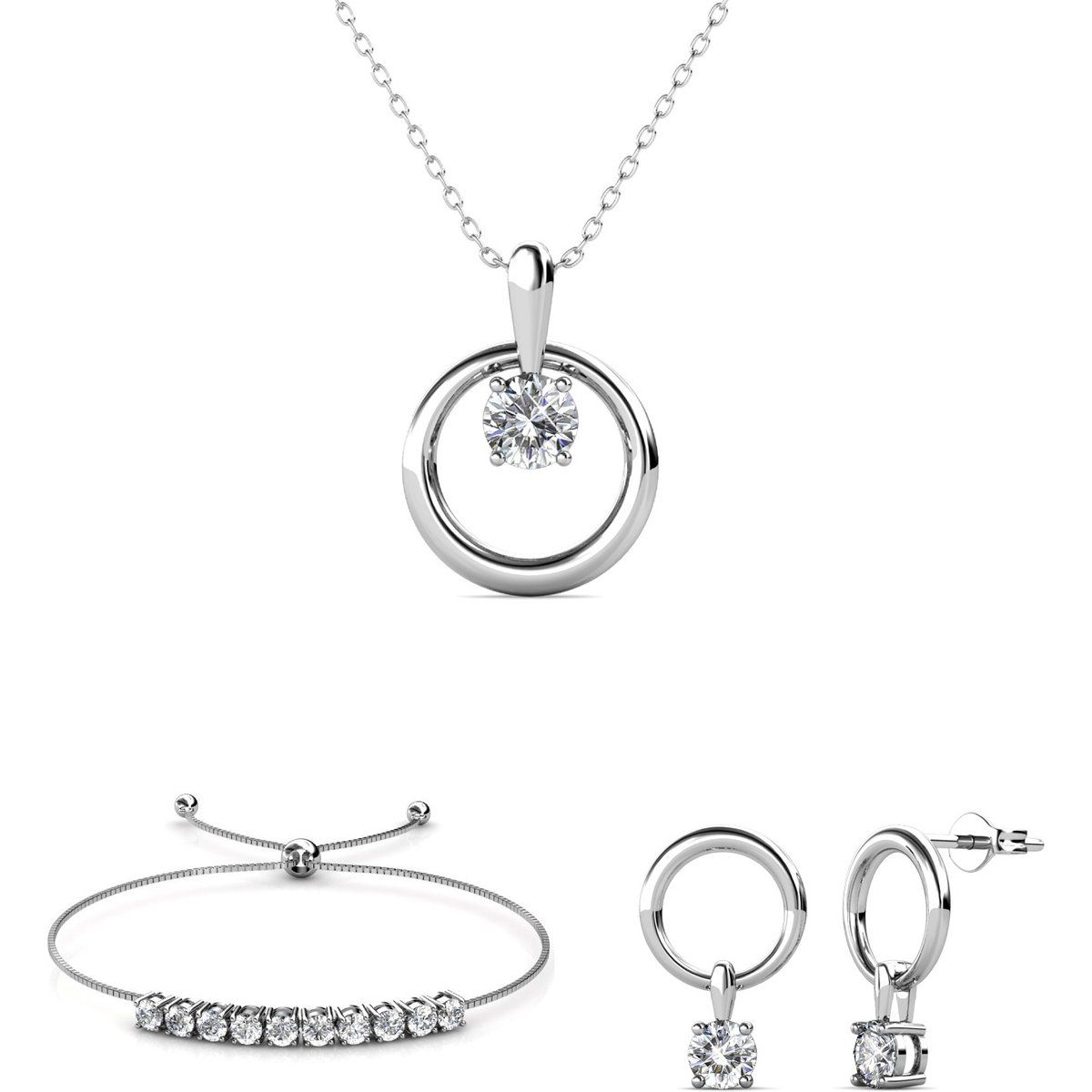 Kristall Kreis Anhänger Schmuckset