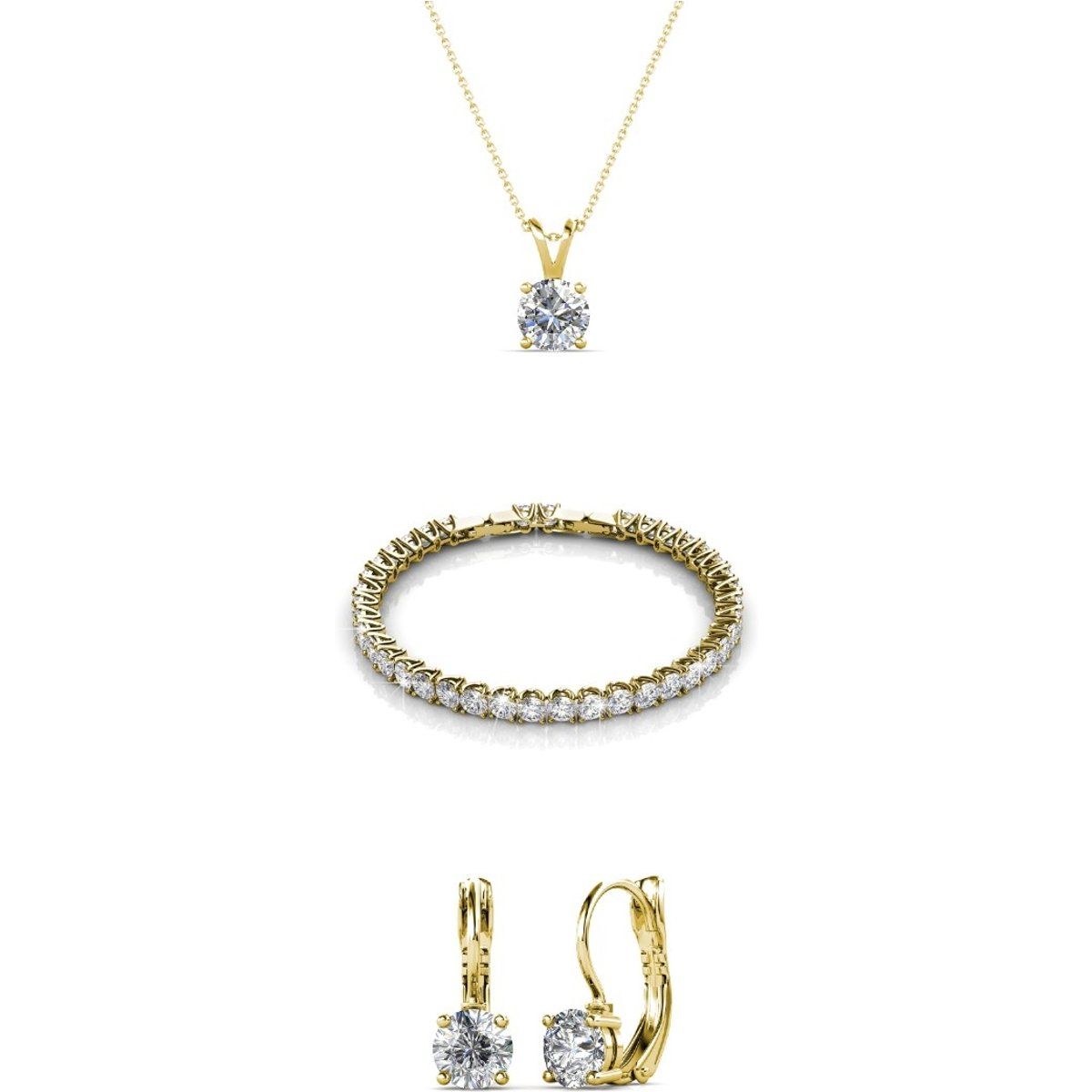 Rundes Kristall-Solitär-Schmuckset