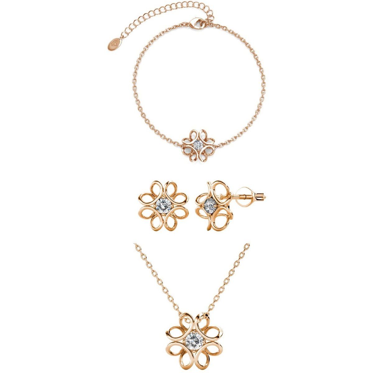 Funkelndes Schmuckset mit floralem Motiv
