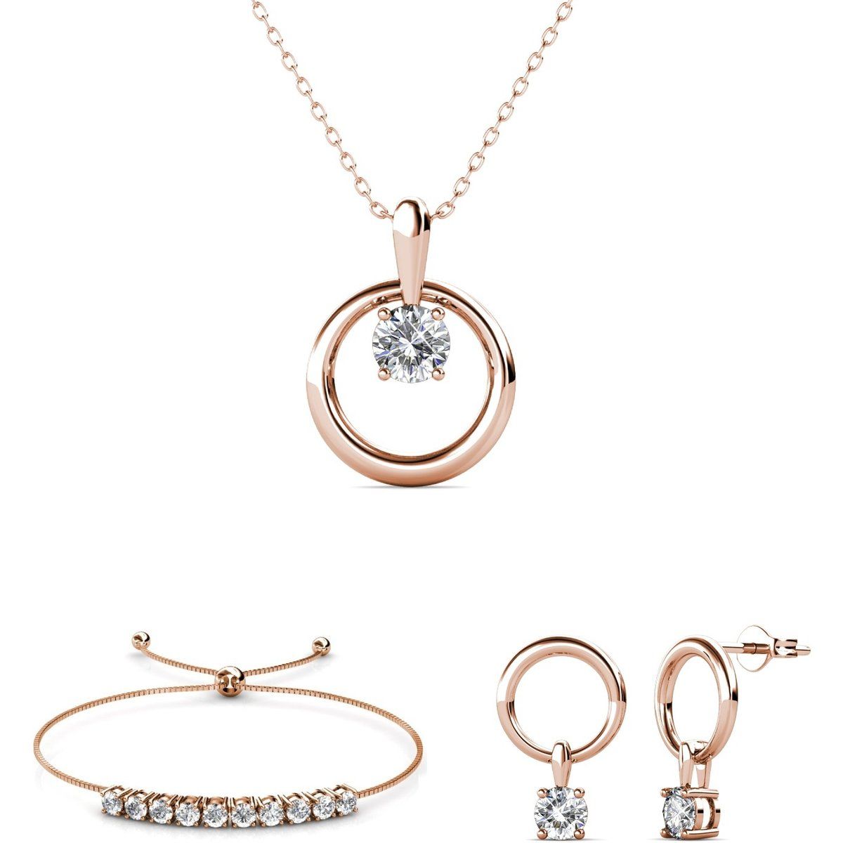 Kristall Roségold Schmuckset