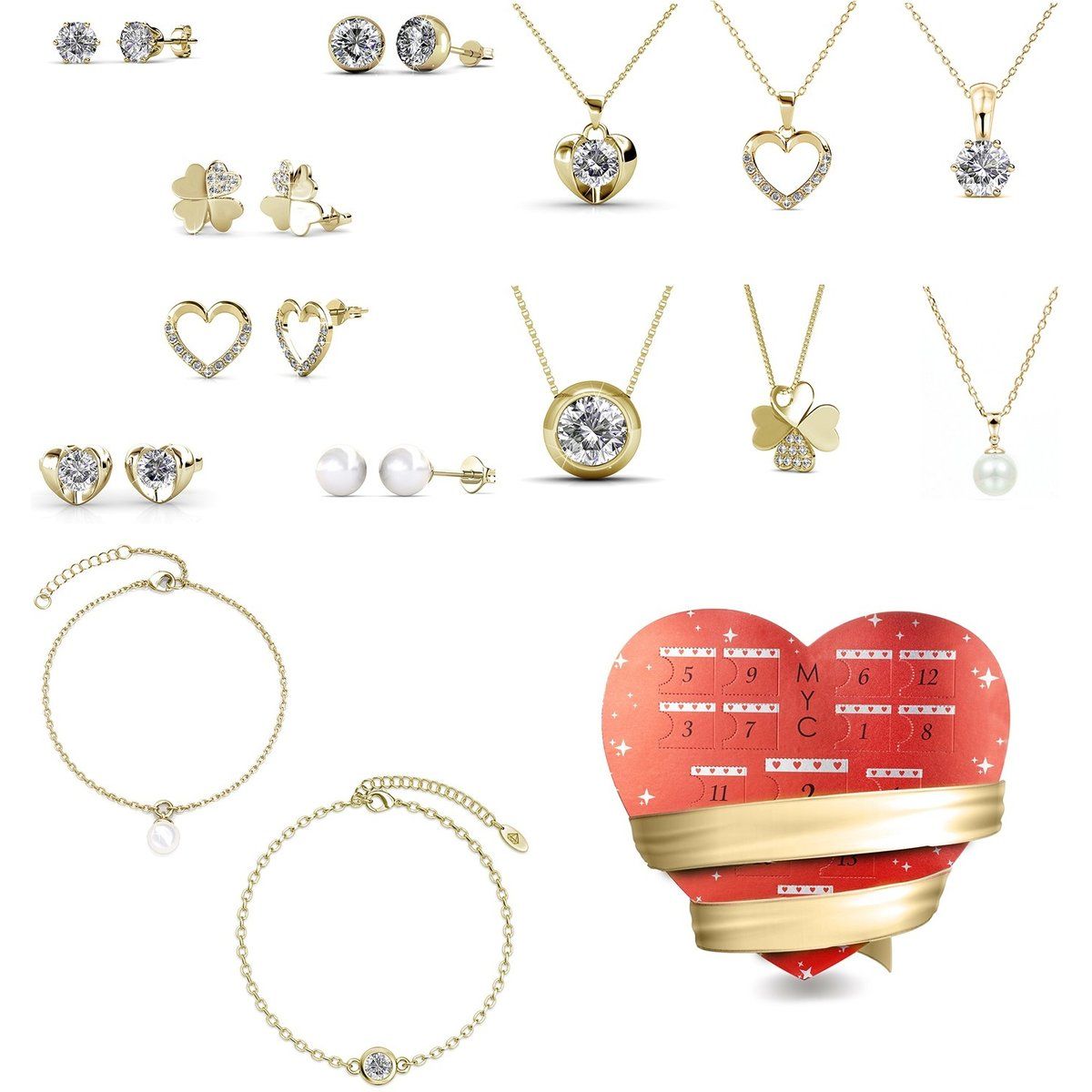 Herzförmiger Schmuck-Adventskalender