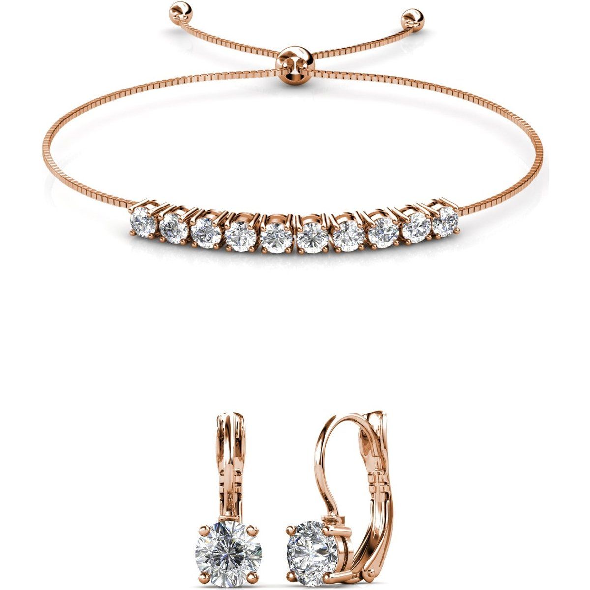 Kristall- und Roségold-Schmuckset