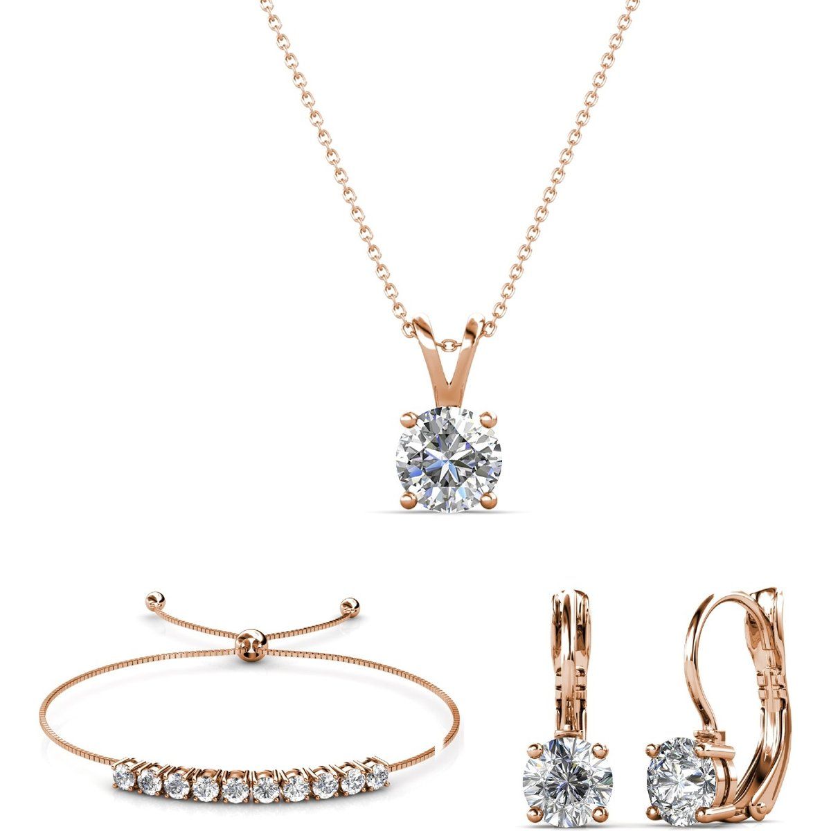 Kristall Roségold Schmuckset