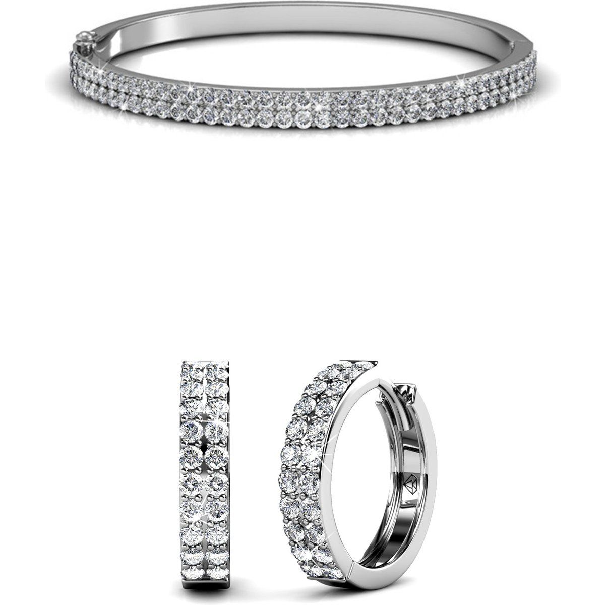 Funkelndes Kristallarmband und Ohrring-Set