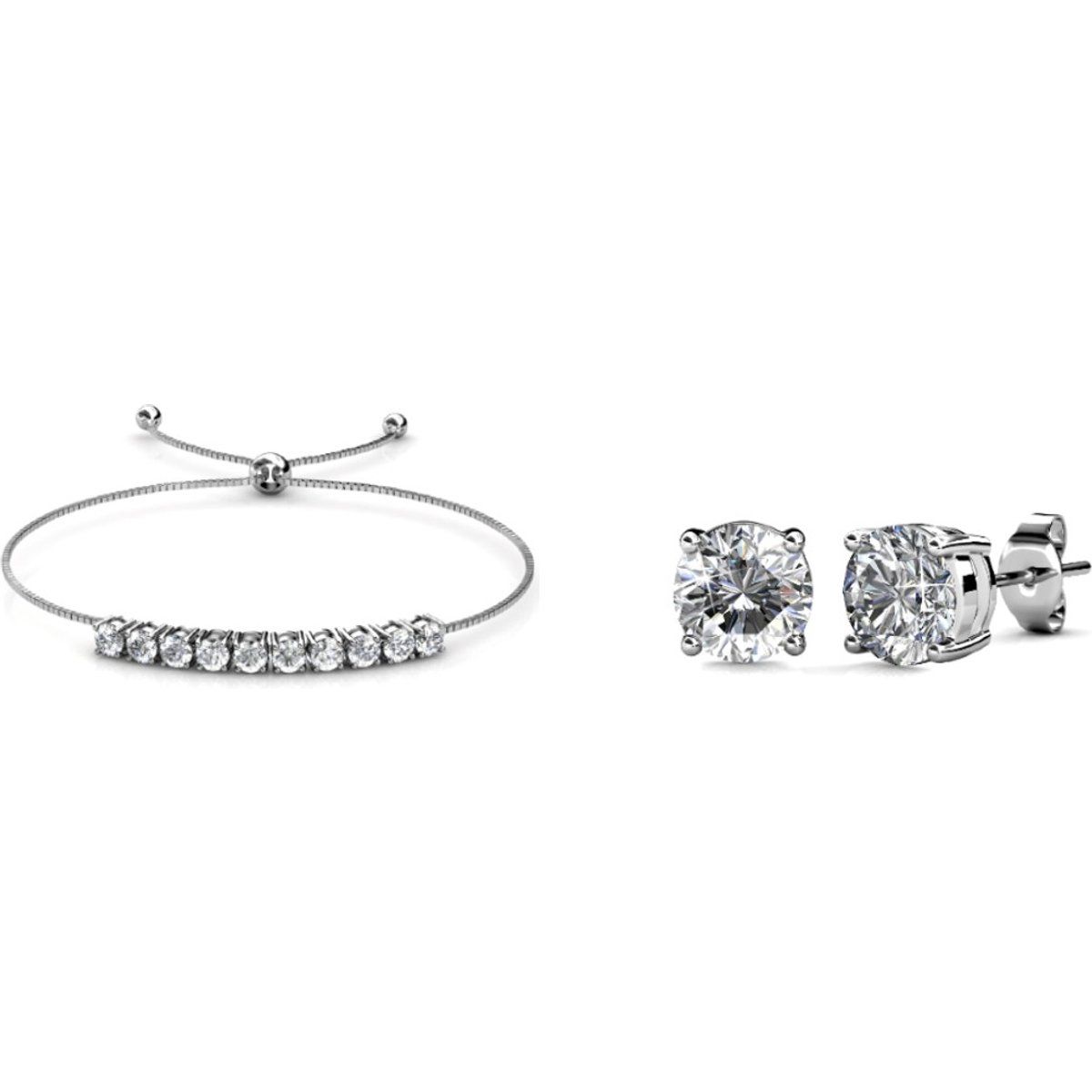 Elegantes Set aus Kristallarmband und Ohrringen