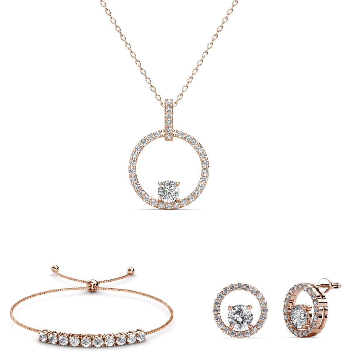 Kristall Roségold Schmuckset