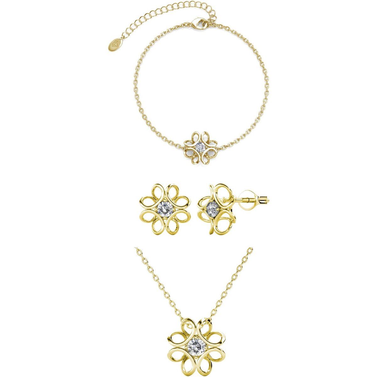 Narzissen-Schmuckset mit Kristallen
