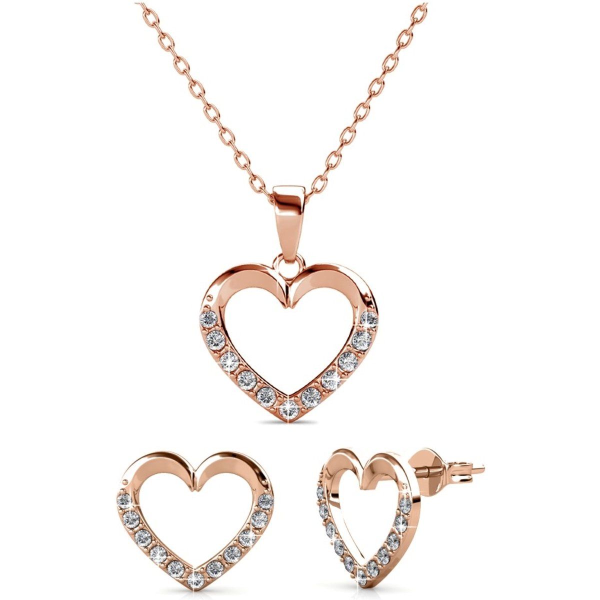 Kristallbesetztes Herz Schmuckset