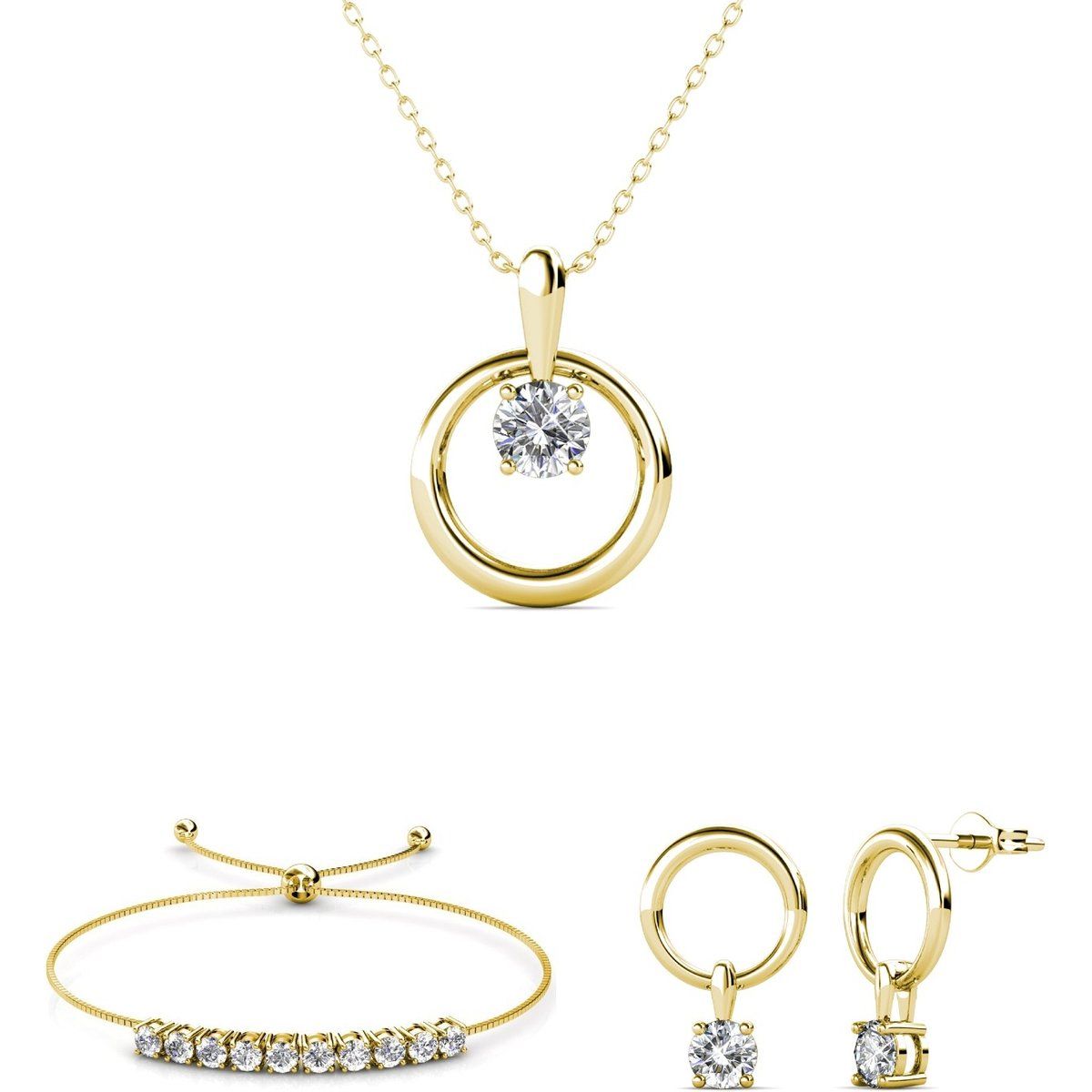 Elegantes Kristall-Schmuckset mit Kreisen