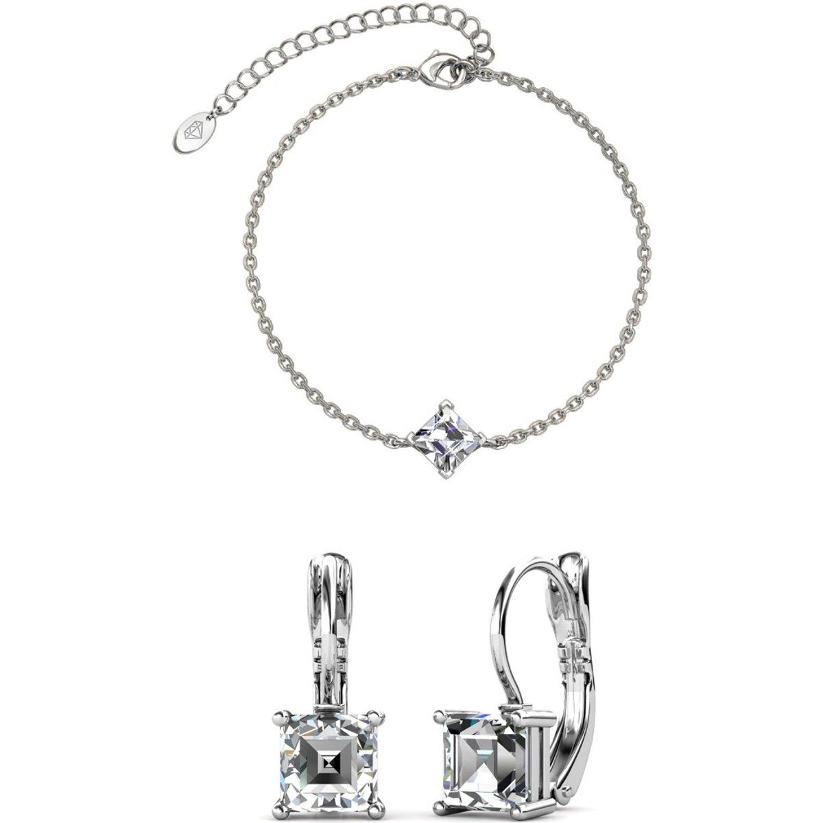 Schmuckset mit quadratischen Kristallen
