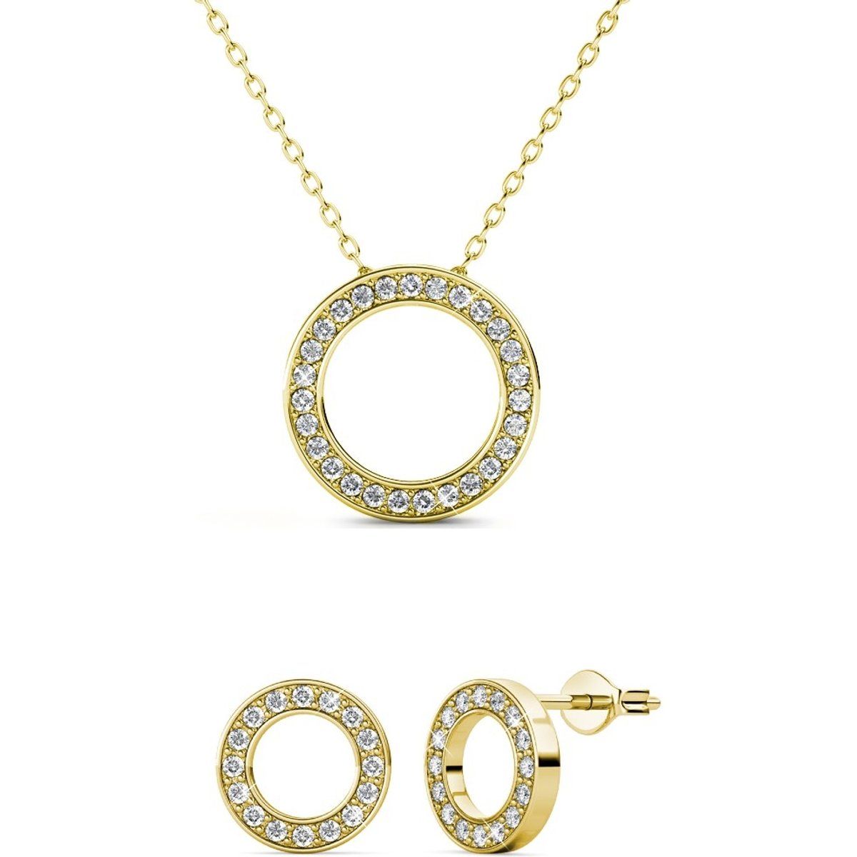 Kristall Kreis Gold Schmuck-Set