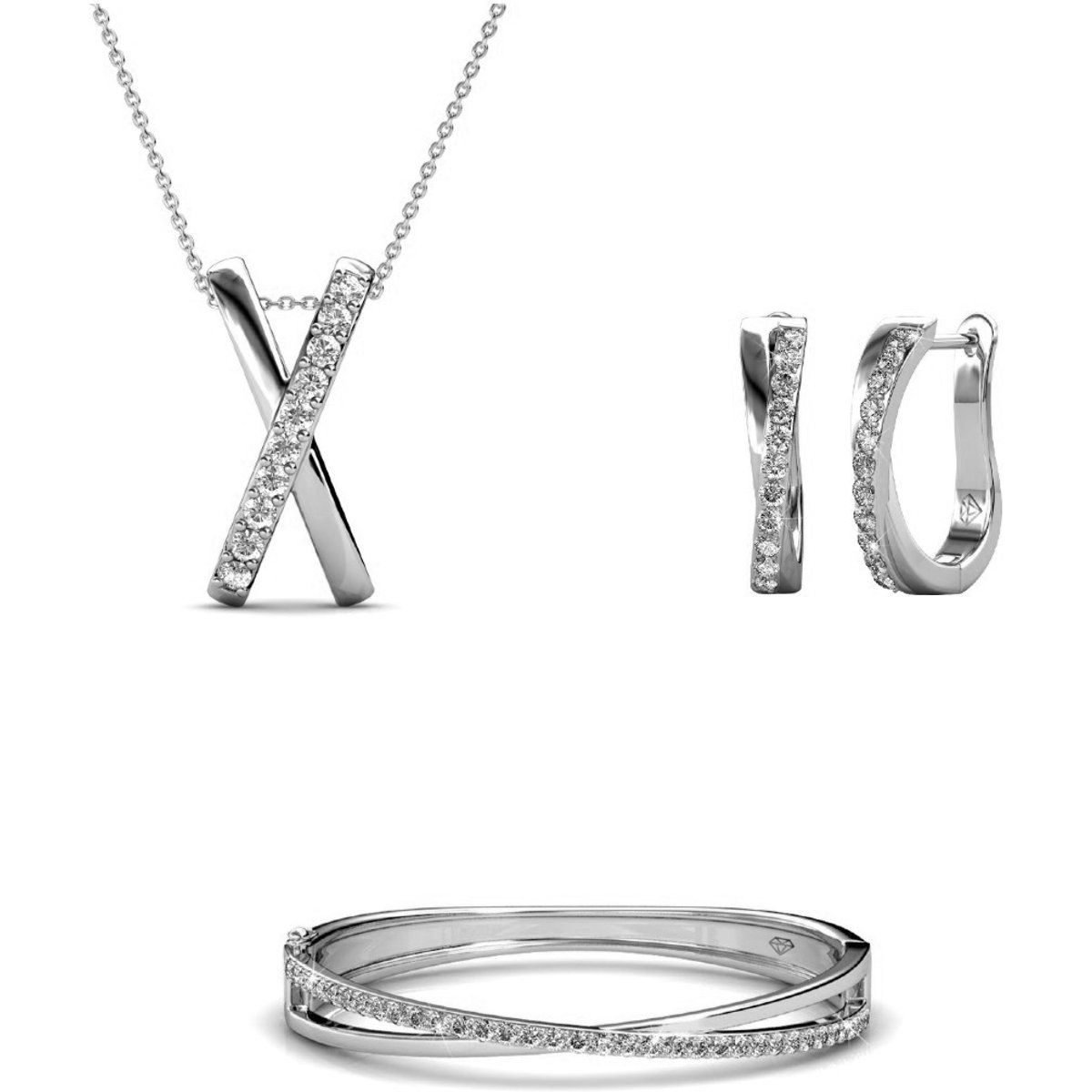 Kristallbesetztes Crisscross-Schmuckset