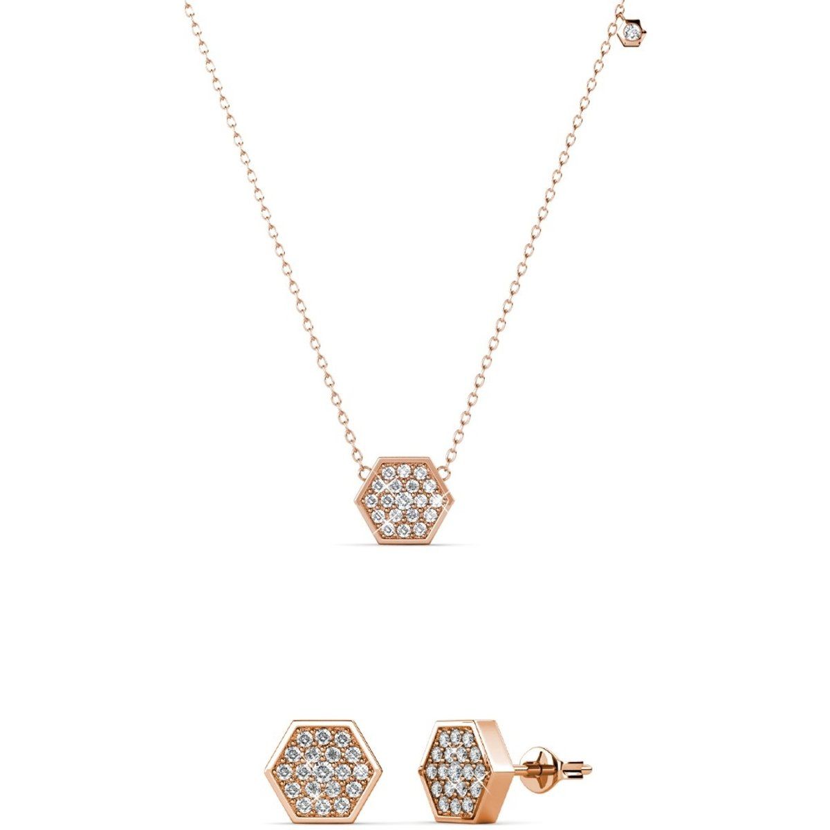 Sechseckiges Pavé-Kristall-Schmuckset