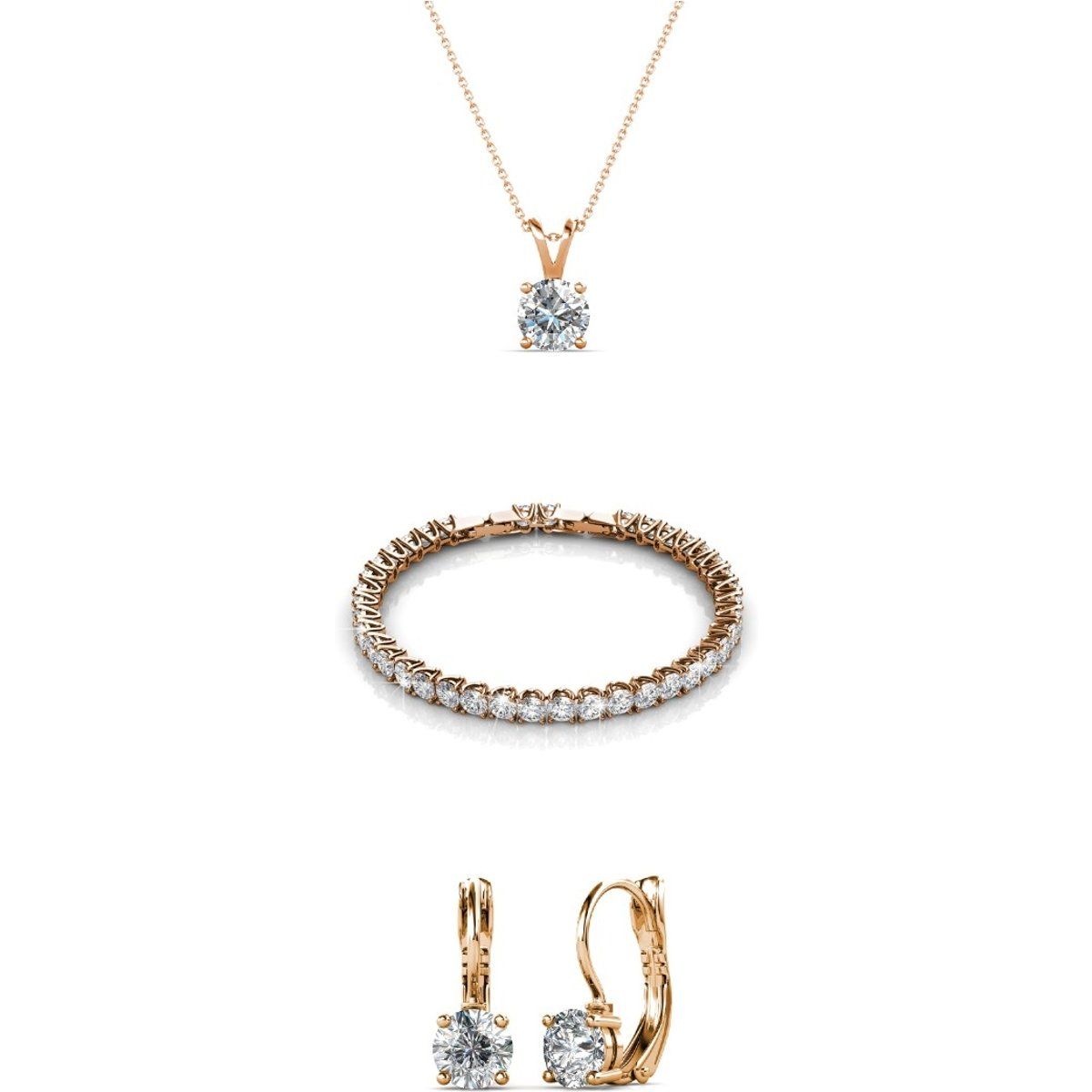 Kristall Schmuckset Roségold-Finish