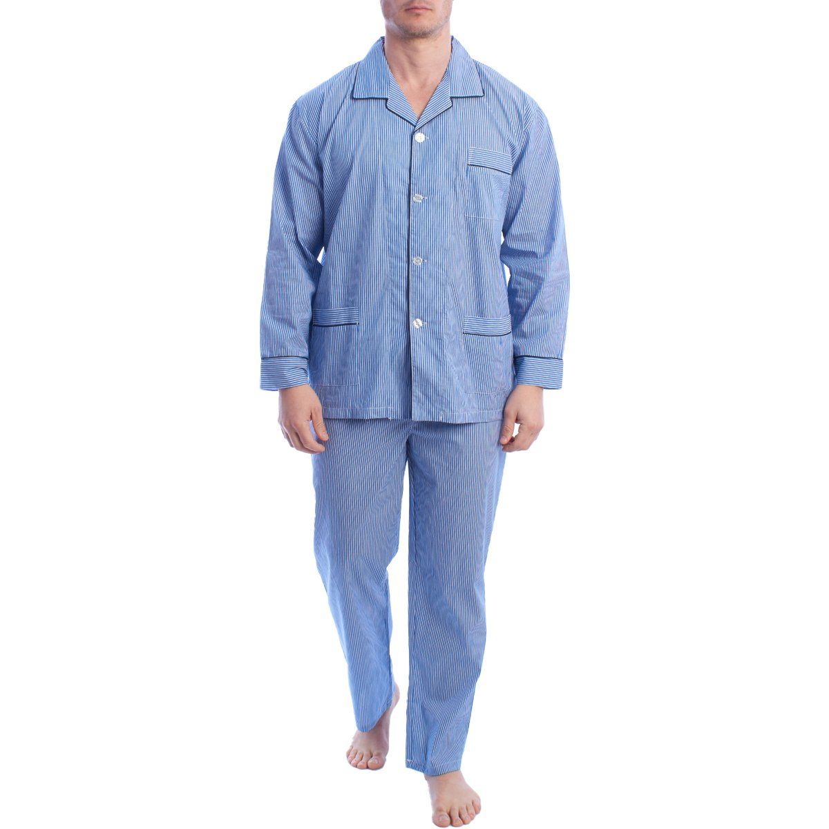 Herren-Popeline-Pyjama-Set mit Streifen