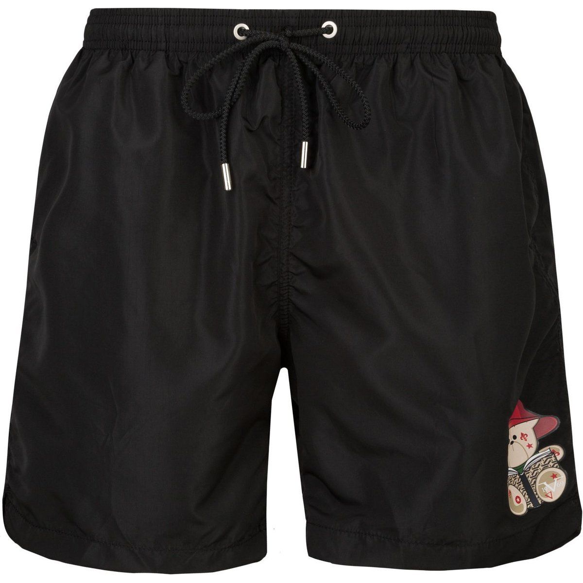 Herren Badeshorts Schwarz Teddy Detail