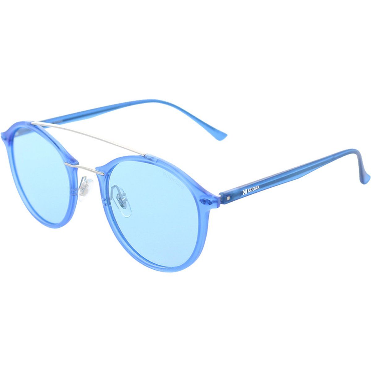 Runde Sonnenbrille mit blauem Rahmen