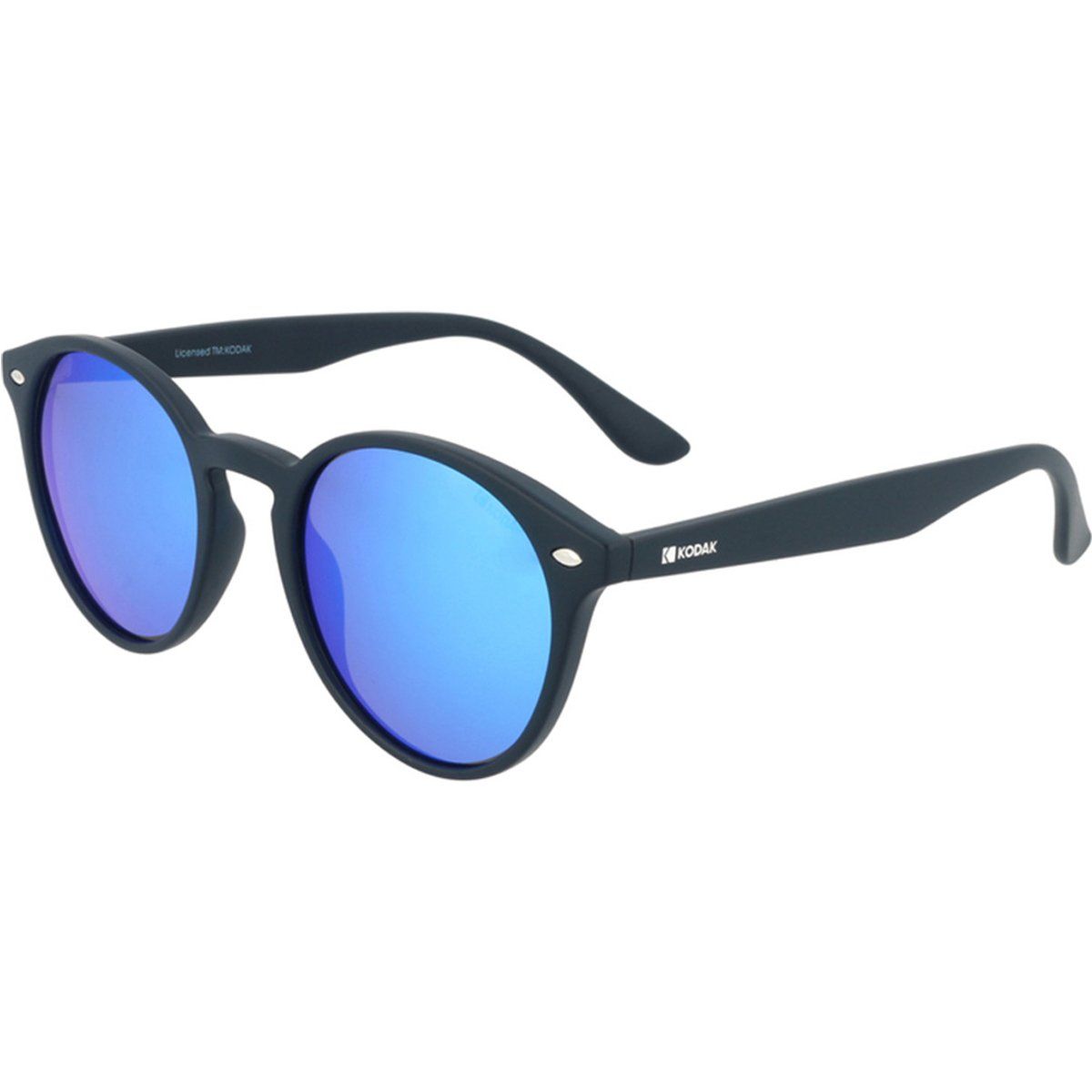 Runde Sonnenbrille mit blauen Gläsern