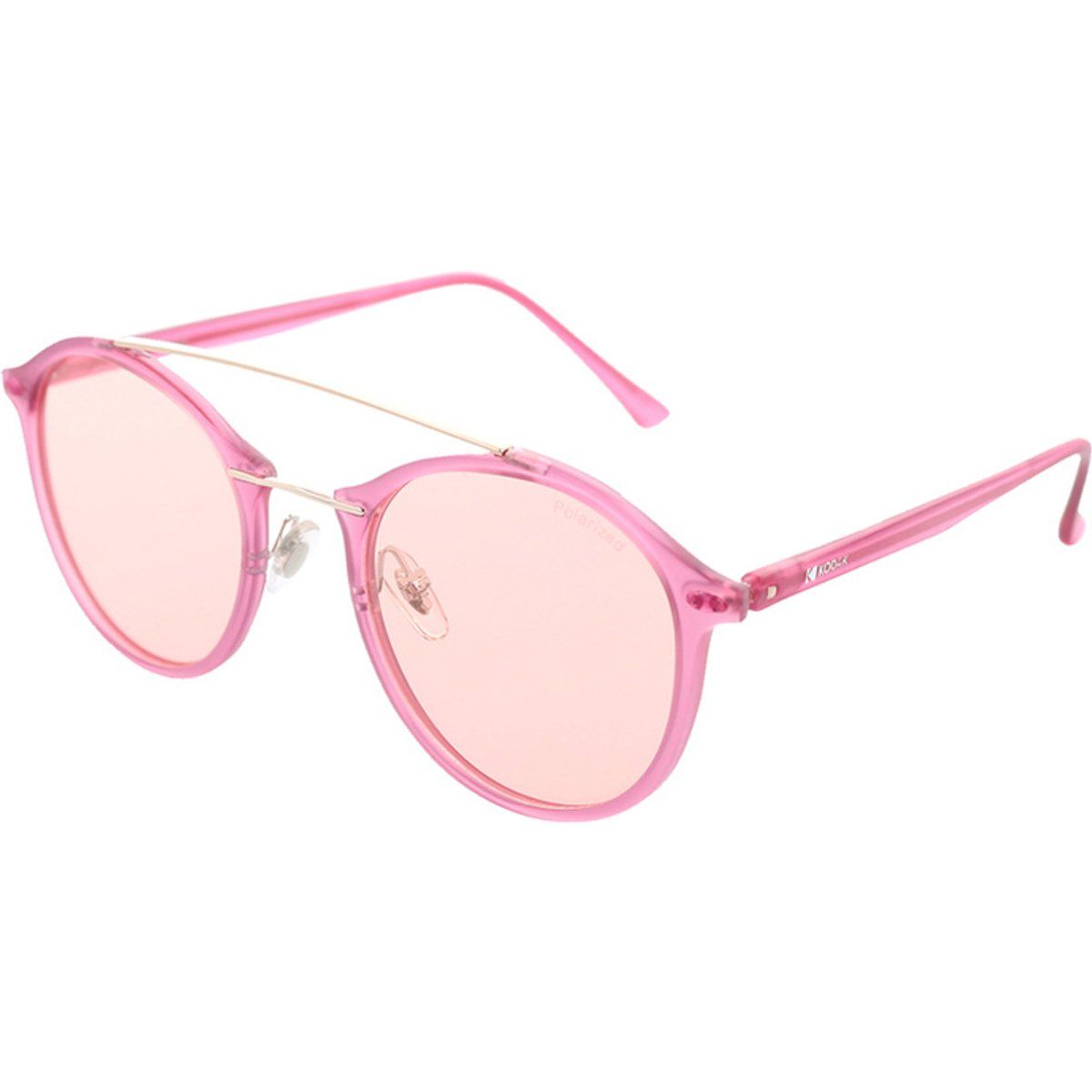Runde pinke Sonnenbrille mit Metall-Oberbügel