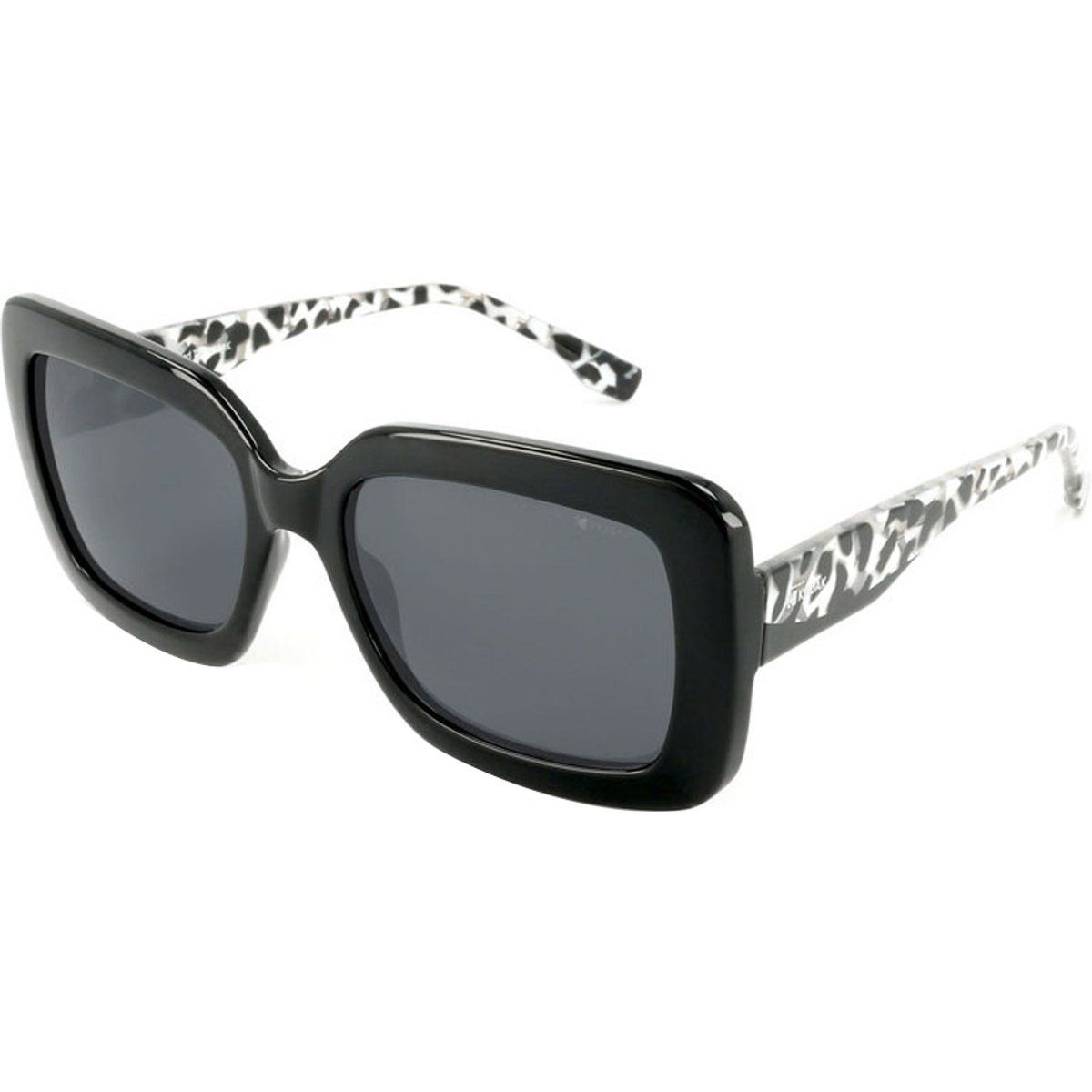 Quadratische Sonnenbrille mit gemusterten Bügeln
