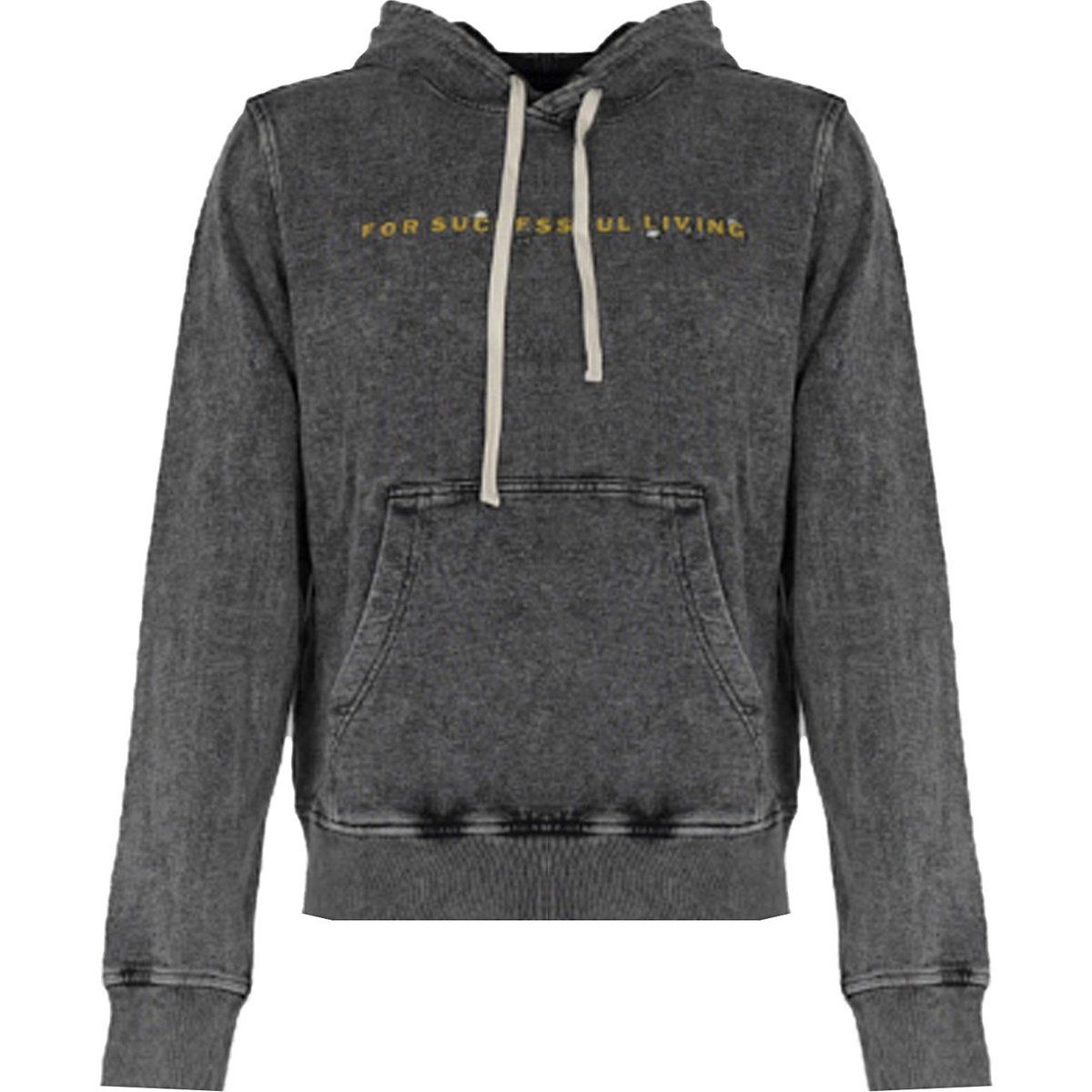 Grauer Kapuzenpullover mit Distressed-Effekt und Aufdruck