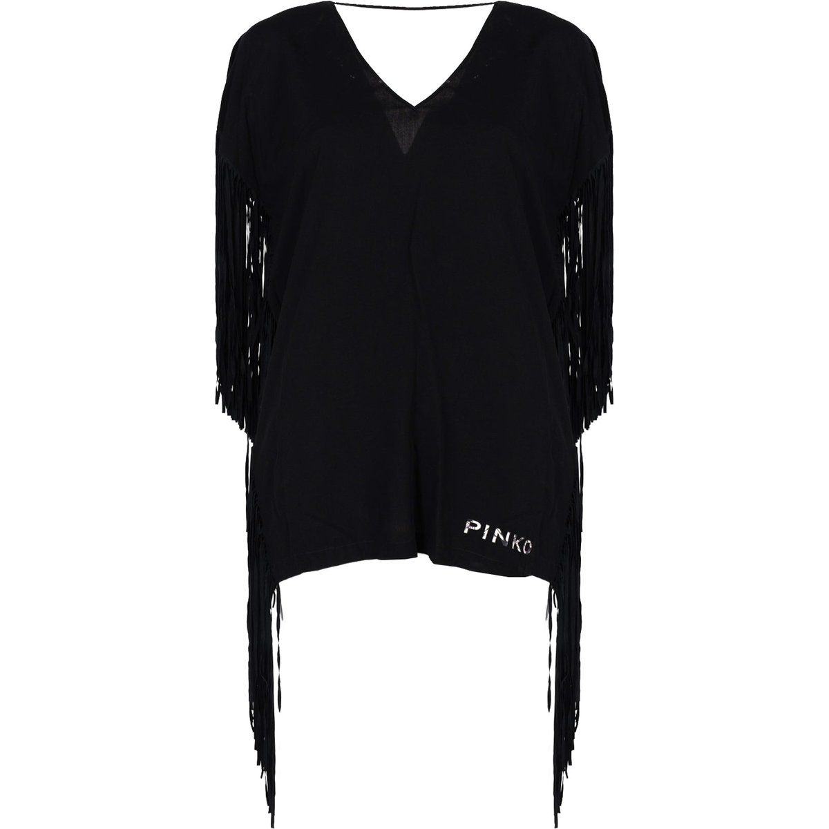 V-Ausschnitt Bluse mit Fransen-Details