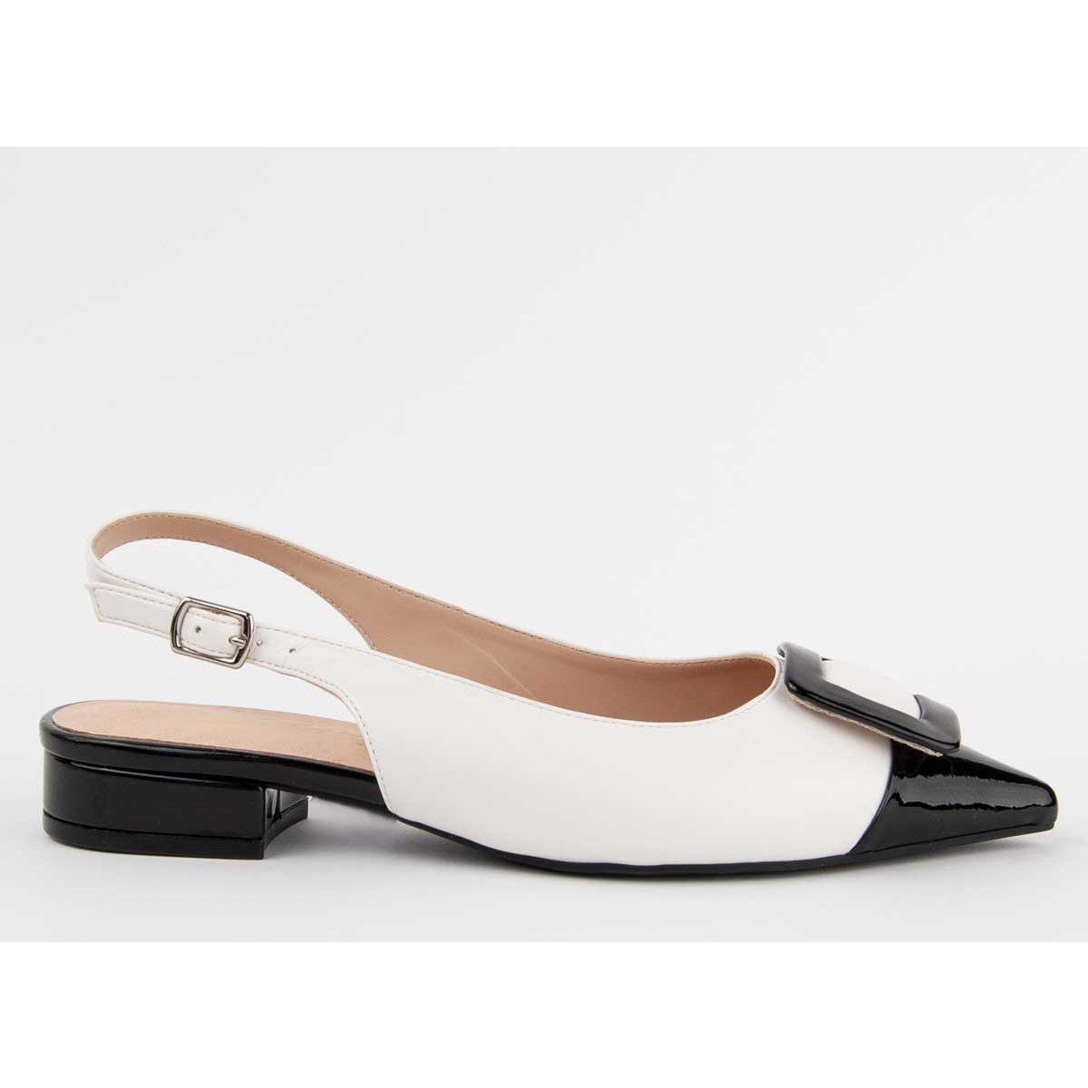 Zweifarbige Slingback Ballerinas mit Schnalle