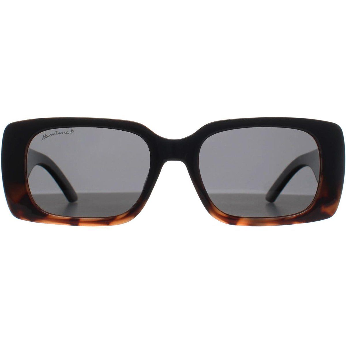 Rechteckige Sonnenbrille, glänzend Schwarz Schildpatt