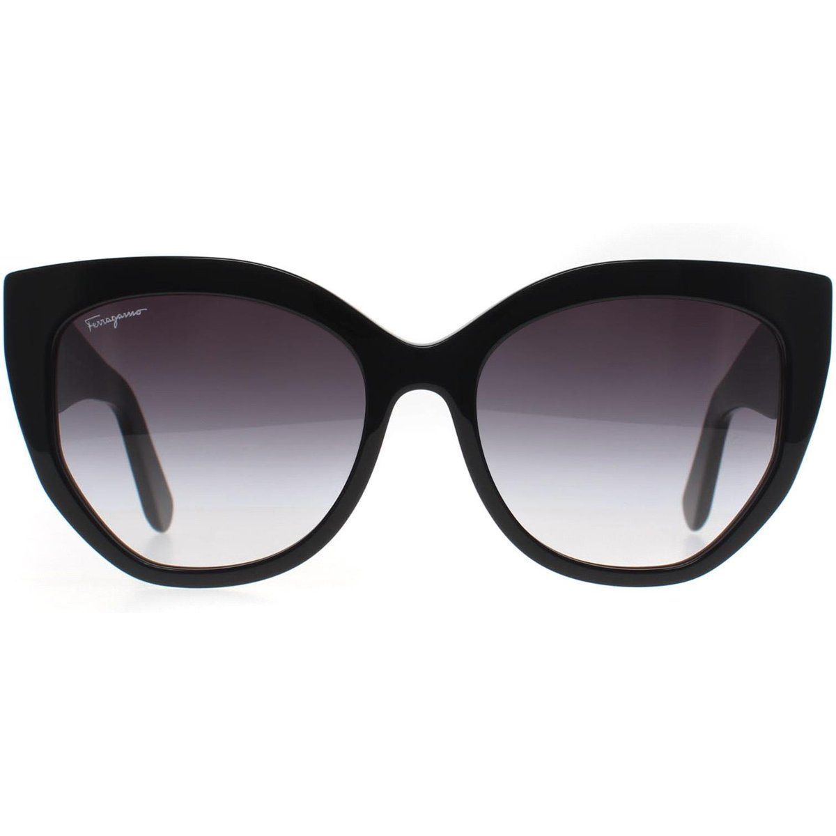 Schwarze Cat-Eye-Sonnenbrille mit Farbverlaufsgläsern