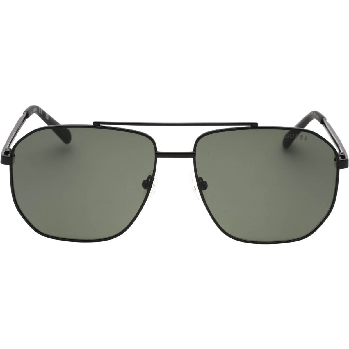 Matte schwarze Pilotenbrille mit grünen Gläsern
